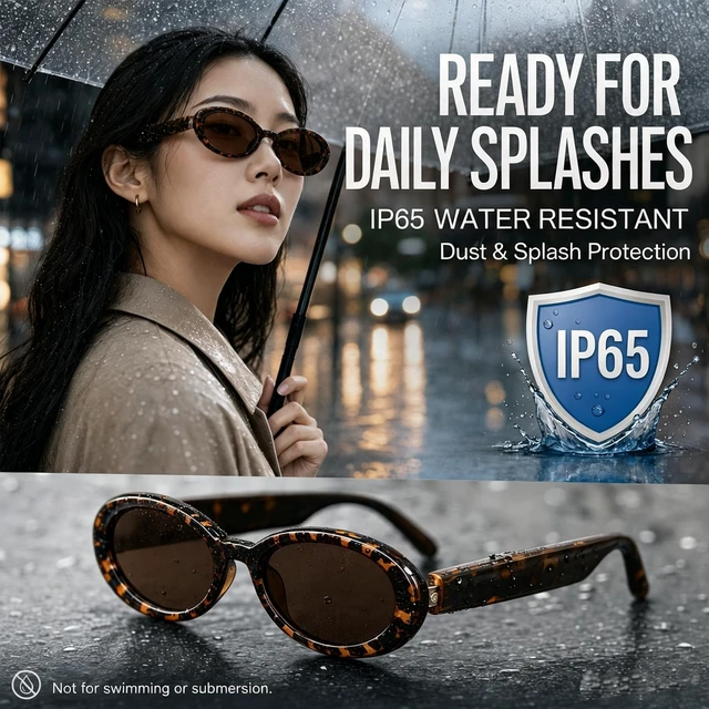 Alt view image 4 of 7 - Tea Cat-Eye Elegant Smart Translation Polarized Sunglasses Women Black Style Bluetooth Glasses with AI Translation, Free App, Polarized Lenses & Open-Ear Audio for Meetings, Driving & Work