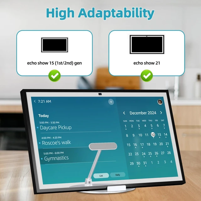 Alt view image 6 of 7 - Adjustable Stand for Echo Show 21 & Show 15, 90° Tilt, 360° Swivel Metal, No Assembly, Horizontal or Vertical Mode Screen Stand for Alexa Show 15, Easy to Use, Echo Show 15 Stand for Kitchen