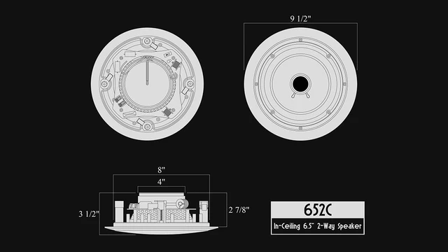 Alt view image 6 of 7 - 652C in-Ceiling Speaker with Pivoting Tweeter (6.5 Inch in-Ceiling) 9.5 inch Overall Size