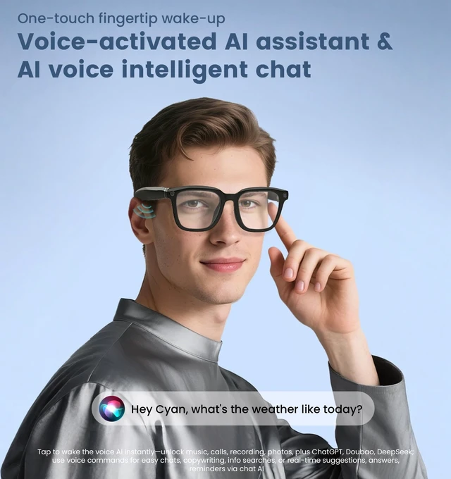 Alt view image 4 of 7 - AI Smart Camera Glasses 1080P HD - Bluetooth Video Recording Glasses with Voice Control, Wearable Sport Camera Eyeglasses for Driving, Hiking, Outdoor & Open on Computer