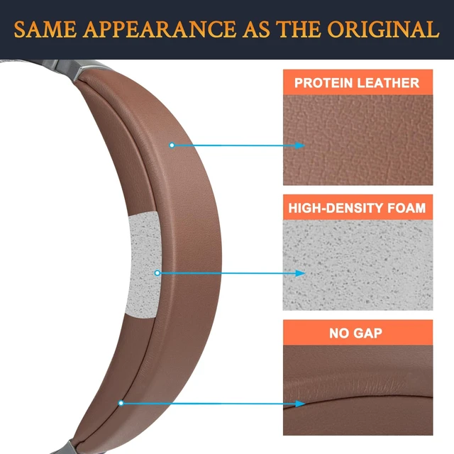 Alt view image 5 of 7 - Headband Cover for Bose QuietComfort 15(QC15)/QuietComfort 2(QC 2) Headphones, Replacement Headstrap Pad Repair Part - Coffee
