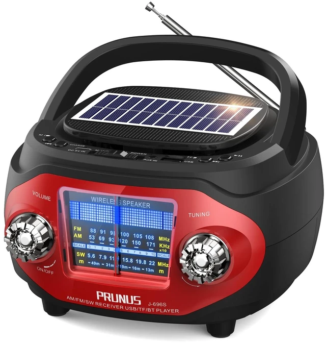 Main image of 15W Retro Bluetooth Speaker with Rich Bass Stereo Best Sound, Radio Portable AM FM, Solar/USB Rechargeable,Vintage Speaker Support AUX/USB Drive, Home,Party, Gift (2026 Update)