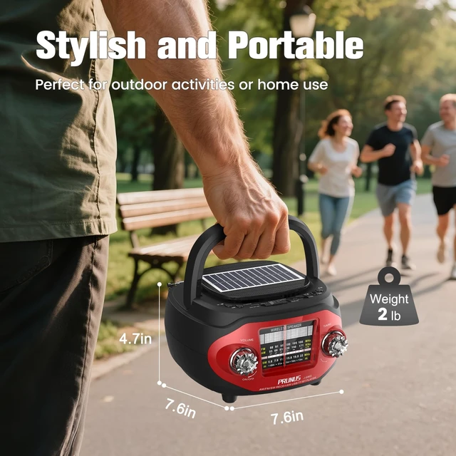 Alt view image 6 of 7 - 15W Retro Bluetooth Speaker with Rich Bass Stereo Best Sound, Radio Portable AM FM, Solar/USB Rechargeable,Vintage Speaker Support AUX/USB Drive, Home,Party, Gift (2026 Update)