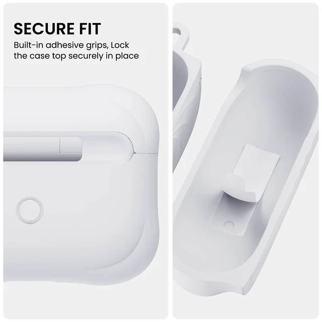 Alt view image 4 of 7 - Vortuxe for AirPods Pro 2 Case & for AirPods Pro Case, White Style Meets Protection - Velvety Liquid Silicone, 2X MIL-STD Drop Protection, Reinforced Corners, LED Visible, Carabiner