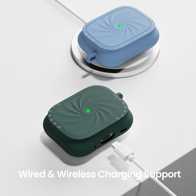 Alt view image 7 of 7 - Vortuxe for AirPods Pro 2 Case & for AirPods Pro Case, Pine Green Style Meets Protection - Velvety Liquid Silicone, 2X MIL-STD Drop Protection, Reinforced Corners, LED Visible, Carabiner