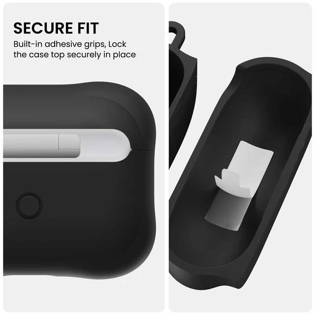 Alt view image 4 of 7 - Vortuxe for AirPods Pro 2 Case & for AirPods Pro Case, Black Style Meets Protection - Velvety Liquid Silicone, 2X MIL-STD Drop Protection, Reinforced Corners, LED Visible, Carabiner