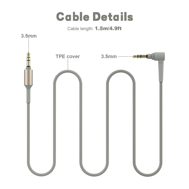 Alt view image 5 of 7 - Replacement WH-1000XM5 WH-1000XM4 Headphone Audio Cable Cord Aux Wire Compatible with Sony MDR-1000X MDR-XB950BT WH-1000XM2 WH-1000XM3 WH-CH700N MDR-100ABN MDR-1ADAC MDR-XB950N1 Headphones (Grey)