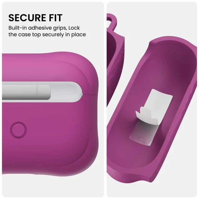 Alt view image 4 of 7 - Vortuxe for AirPods Pro 2 Case & for AirPods Pro Case, Fuchsia Style Meets Protection - Velvety Liquid Silicone, 2X MIL-STD Drop Protection, Reinforced Corners, LED Visible, Carabiner