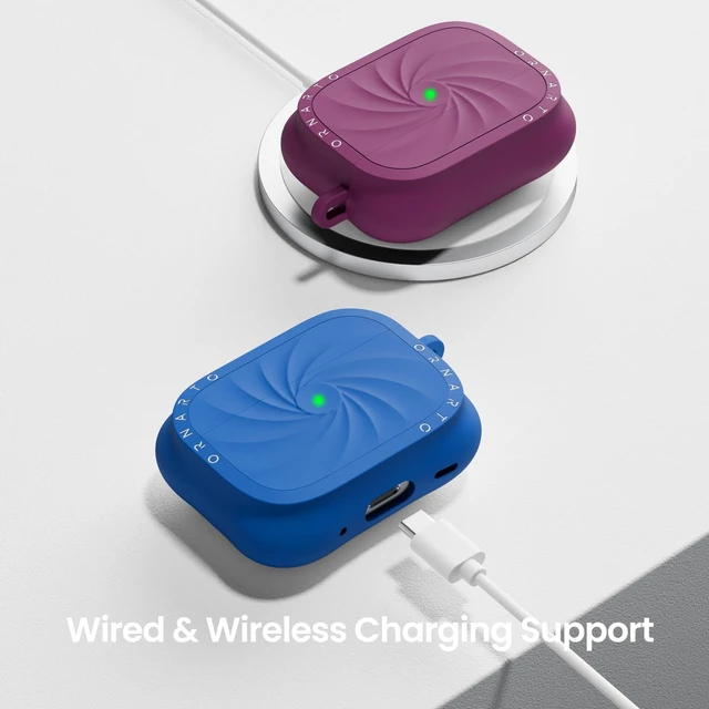 Alt view image 7 of 7 - Vortuxe for AirPods Pro 2 Case & for AirPods Pro Case, Fuchsia Style Meets Protection - Velvety Liquid Silicone, 2X MIL-STD Drop Protection, Reinforced Corners, LED Visible, Carabiner
