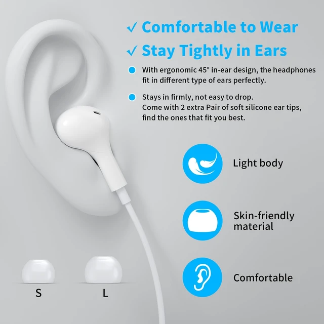 Alt view image 6 of 7 - USB Headphones with Mic for Laptop PC, 7.5ft Magnetic Wired Earbuds White Noise Isolation in-Ear Earphones with Mute Volume Control Stereo Bass for Dell/HP/Acer/Chromebook/Desktop/Zoom Meeting/School