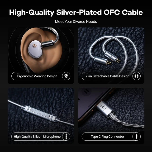 Alt view image 6 of 7 - 7HZ G1 10mm DLC Diaphragm Dynamic Driver Wired Gaming IEM Earphone with Mild V-shaped Tuning, Detachable OFC Silver-Plated Cable for Musician Audiophile, Type-C with Mic, White