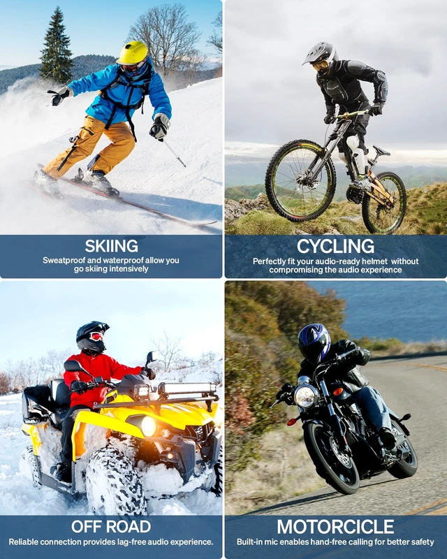 Alt view image 7 of 7 - 2025 Ski Helmet Speaker, True Wireless Earbuds for Audio-Ready Helmets, Bluetooth Headsets with Charging Case & LED Display & IPX5 Water-Resistant, Glove-Friendly Controls