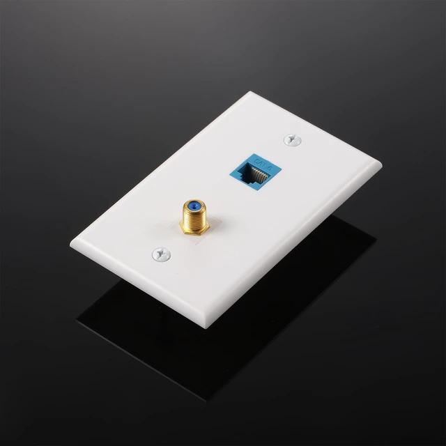Alt view image 6 of 7 - 16 Pieces Cat6 Ethernet Coax Wall Plate, F-Type Port, Blue 2 Port Keystone Jack Wall Plate, with Ethernet Port and Gold-plated TV Coax