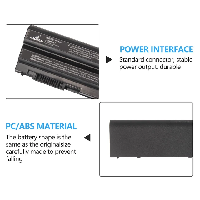 Alt view image 6 of 6 - N3X1D T54FJ 8858X M5Y0X E6420 E6430 Laptop Battery for Dell 65Wh for DELL Latitude E5420 E6540 E6440 E5530 E5430 E6520 T54F3 X57F1 0T54FJ KJ321 Precision M2800 Series 6cell Notebook 11.1V