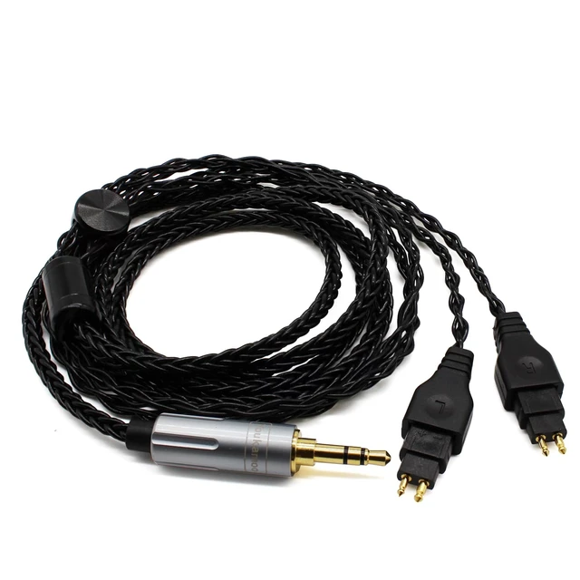 Alt view image 7 of 7 - Replacement Audio Upgrade Cable Compatible with Sennheiser HD600 HD650 HD660S HD660S2 HD580 HD58X HD6XX Headphones 3.5mm Silver Plated Braided Cord 4ft/1.2m