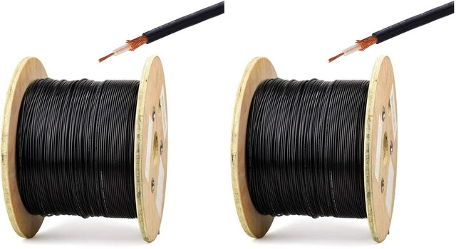 Main image of RG174 Coaxial Cable RF RG174 Coax Cable Black 50 Ohm Mini RG-174 Wire Attach BNC SMA Fakra Connectors Cable for Radio Cable Or DIY Antenna Wire (33ft 10M) (Pack of 2)