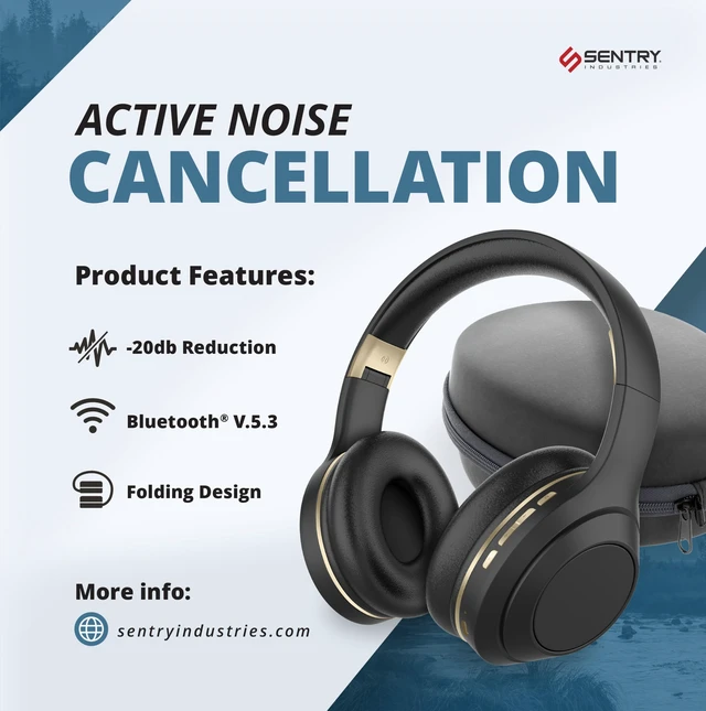 Alt view image 3 of 7 - OSH Over Ear Bluetooth Wireless Headphones, Active Noise Canceling -20dB Reduction, 22 Hour Battery Life, Control Buttons, Built in Microphone, USB C Charging and Carrying Case Included