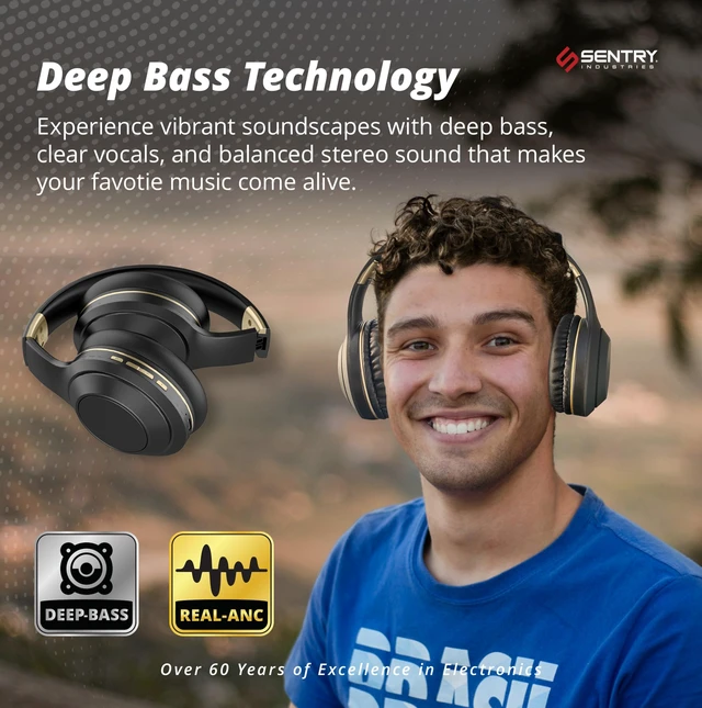 Alt view image 6 of 7 - OSH Over Ear Bluetooth Wireless Headphones, Active Noise Canceling -20dB Reduction, 22 Hour Battery Life, Control Buttons, Built in Microphone, USB C Charging and Carrying Case Included