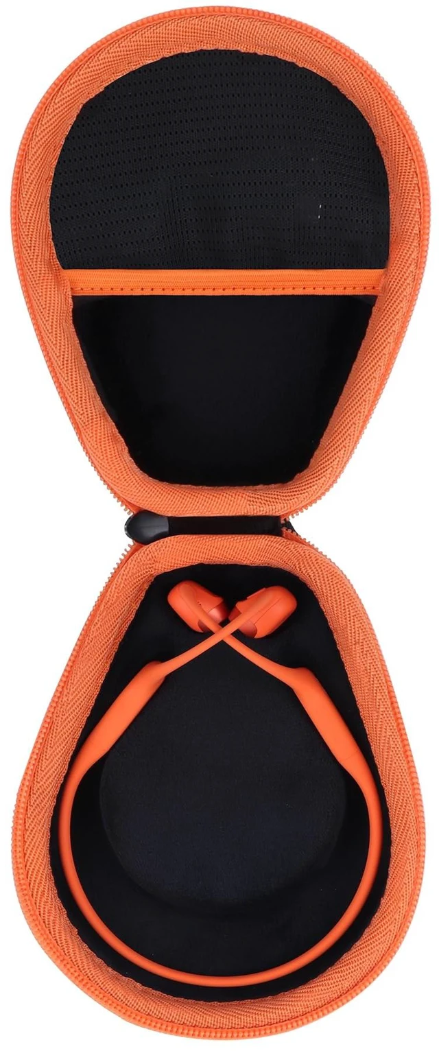 Main image of Storage Case Compatible with SHOKZ New OpenRun Pro 2/ Mini/OpenRun 1/ OpenSwim/OpenMove Open-Ear Sport Headphones (Black+ Orange Case)