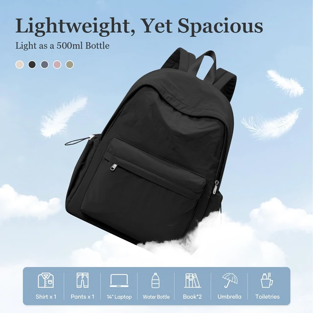 Alt view image 4 of 7 - Simple Black School Backpack For Women Men Aesthetic Medium Backpack Lightweight Casual Daypack College Backpacks Cute Bookbag for Teens Girls Boys Basic Bagpack