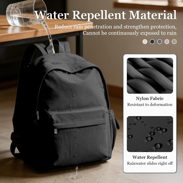 Alt view image 5 of 7 - Simple Black School Backpack For Women Men Aesthetic Medium Backpack Lightweight Casual Daypack College Backpacks Cute Bookbag for Teens Girls Boys Basic Bagpack