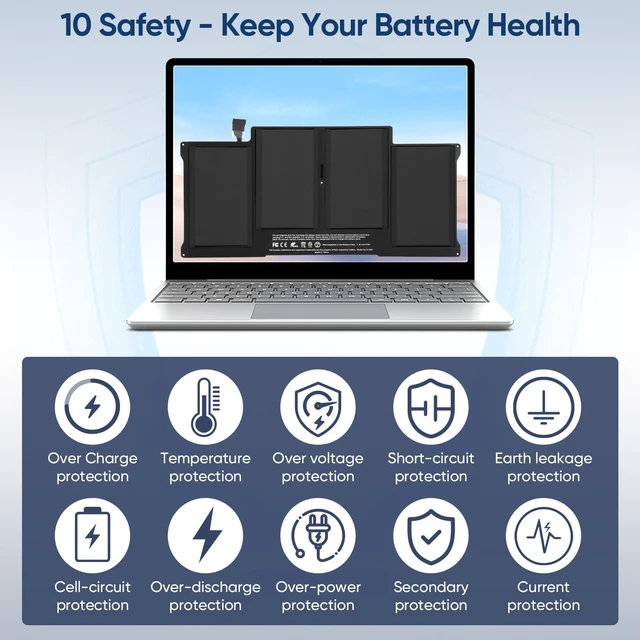 Alt view image 7 of 7 - A1405 A1466 Replacement Laptop Battery for MacBook Air 13 inch A1466 (Mid 2012,Mid 2013,Early 2014,Early 2015,2017) A1369(Late 2010,Mid 2011 Version) A1496 A1377 EMC:2925, 2469, 2559, 2392
