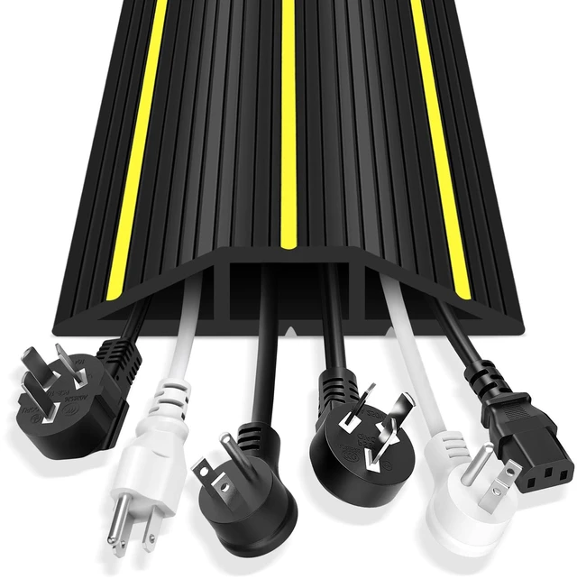 Main image of Floor Cord Cover, 6 Ft Heavy Duty Cable Cover Protector 3 Channels Extension Wire Covers for Floor Cord Hider Management for Home Office or Outdoor Settings, Easy to Unroll