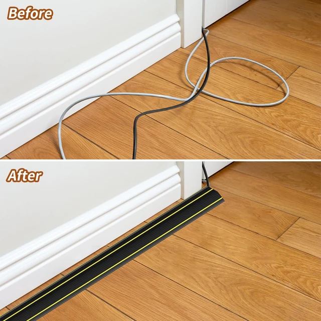 Alt view image 4 of 7 - Floor Cord Cover, 6 Ft Heavy Duty Cable Cover Protector 3 Channels Extension Wire Covers for Floor Cord Hider Management for Home Office or Outdoor Settings, Easy to Unroll