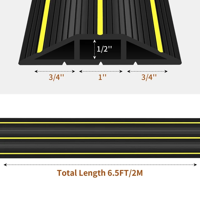 Alt view image 3 of 7 - Floor Cord Cover, 6 Ft Heavy Duty Cable Cover Protector 3 Channels Extension Wire Covers for Floor Cord Hider Management for Home Office or Outdoor Settings, Easy to Unroll