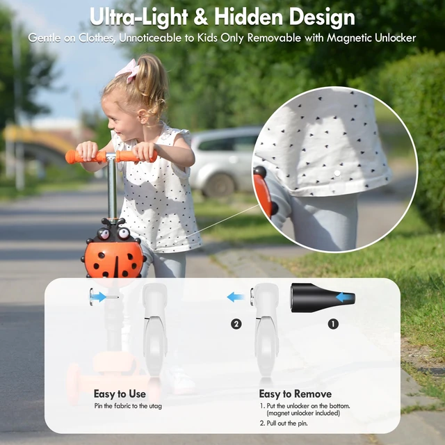 Alt view image 2 of 7 - Otag GPS Tracker for Kids 2 Pack, No Monthly Fee, Hidden Anti-Removal Tag Magnetic Unlocker Tool Included, Works with Apple Find My (iOS only), Tracking Device for Children Elderly Dog, Lightweight
