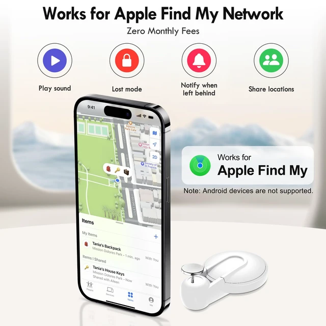 Alt view image 3 of 7 - Otag GPS Tracker for Kids 2 Pack, No Monthly Fee, Hidden Anti-Removal Tag Magnetic Unlocker Tool Included, Works with Apple Find My (iOS only), Tracking Device for Children Elderly Dog, Lightweight