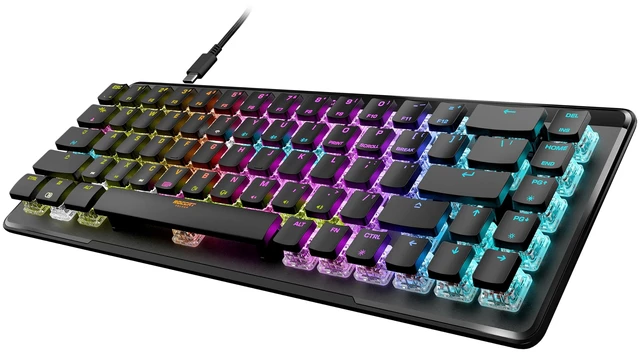 Alt view image 7 of 7 - Vulcan II Mini Air 65% Optical Mechanical Gaming Keyboard, Full Wireless and Bluetooth Capabilities, Customizable RGB Illumination, Button Duplicator, On-Board Profiles, Aluminum Plate Black