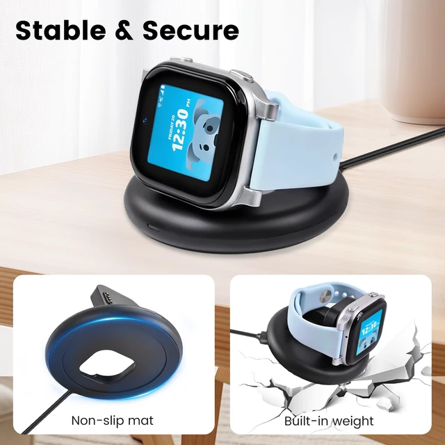 Alt view image 5 of 6 - Compatible with AT&T Amigo Jr Watch Charger, Foldable Magnetic Charger Stand Dock with 3.12ft Type-C to Type-C Cable (Black-2)