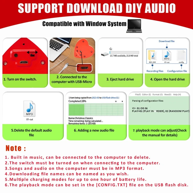 Alt view image 4 of 7 - Voice Recorder, 16min Sound Recorder for Stuffed Animals,Personal Voice Message Recordable Chips Module for Christmas Valentine's Day Plush Toy & DIY Creative Sound Gifts for Boys, Girls (Red)