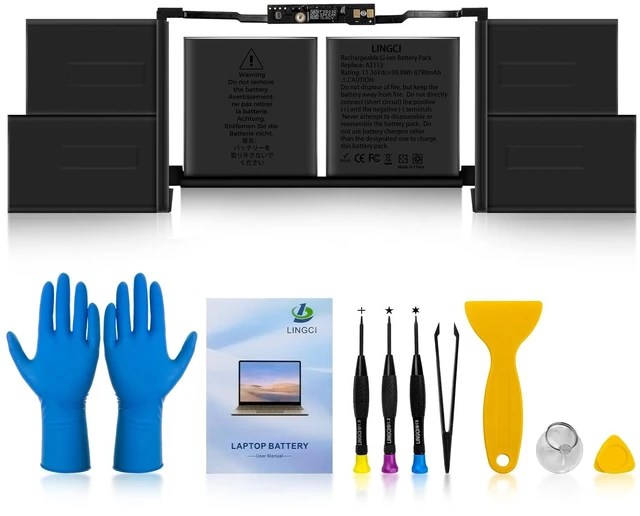 Main image of A2113 Battery,A2141 Battery Replacement for MacBook Pro 16 Inch A2141 Retina Series (Year 2019 2020) EMC 3347(Upgraded High Performance 8790mAh 11.36V 98.8Wh)