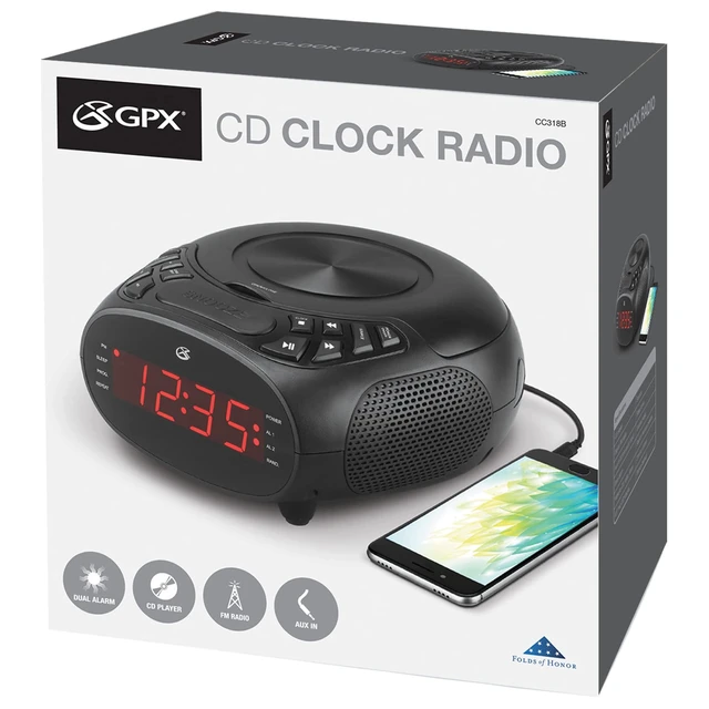Alt view image 3 of 5 - CD Clock Radio with CD Player, FM Radio & Dual Alarm CD Player Dual Alarm FM Radio Battery Backup