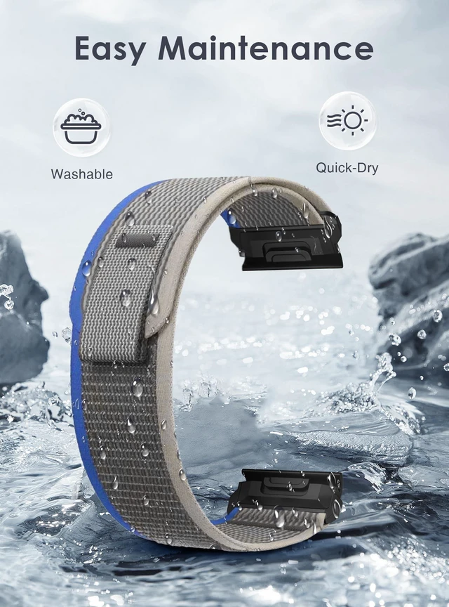 Alt view image 5 of 7 - Quickfit 26mm Watch Bands Compatible with Garmin Fenix 9/8 51mm/7X/6X Band Nylon Sports Adjustable Straps for Garmin Fenix 9 8/9 8 Pro 51mm/7X Pro/6X Pro/5X Plus/3/3HR/Tactix Delta
