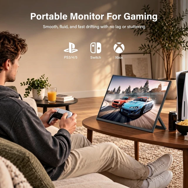 Alt view image 5 of 7 - 16" 144Hz Portable Gaming Monitor,1920x1200P IPS FHD External Monitor, Dual Speakers USB-C HDMI Second Screen for Laptop PC Mac Phone Xbox PS4/5 Switch