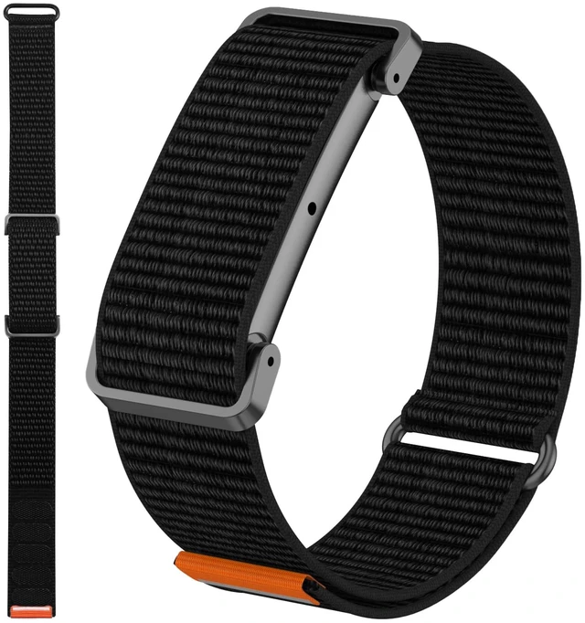 Main image of Nylon Sport Band Compatible with Google Fitbit Air, Adjustable Hook-and-Loop Replacement Strap with Metal Frame Case, Soft Breathable Woven Wristband for Men and Women