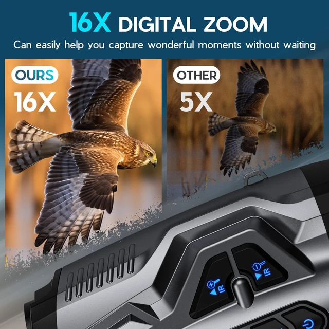 Alt view image 4 of 7 - 4K Night Vision Goggles for Adult,16X Zoom Night Vision Binoculars with 1000FT Infrared Range,5000mAh Rechargeable Battery,3.5" Screen,Include 32GB Card,Gift for Mens and Outdoor Enthusiasts