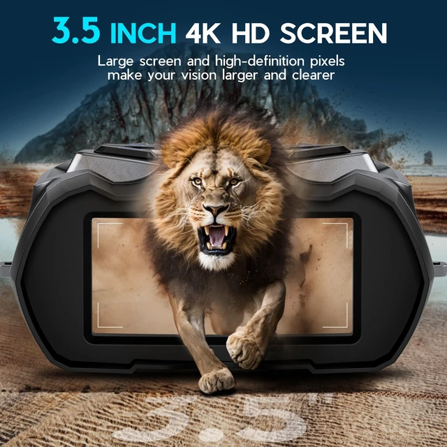 Alt view image 3 of 7 - 4K Night Vision Goggles for Adult,16X Zoom Night Vision Binoculars with 1000FT Infrared Range,5000mAh Rechargeable Battery,3.5" Screen,Include 32GB Card,Gift for Mens and Outdoor Enthusiasts