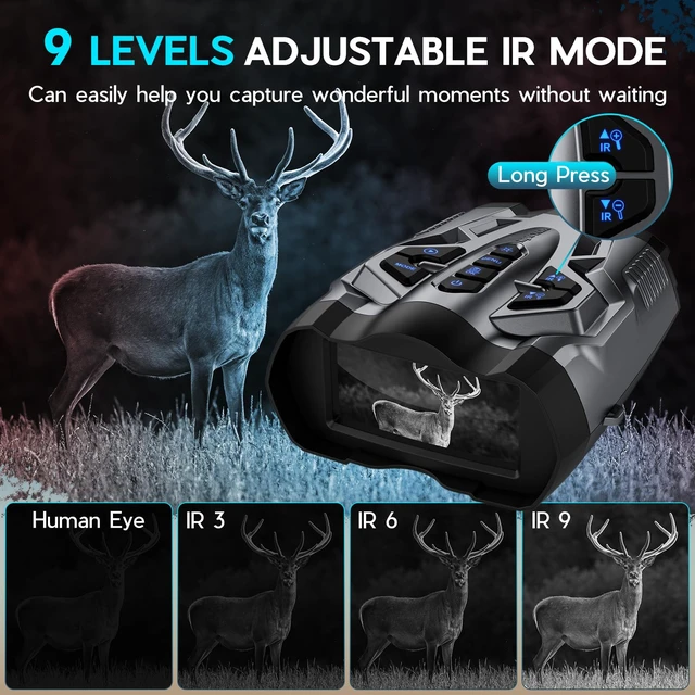 Alt view image 5 of 7 - 4K Night Vision Goggles for Adult,16X Zoom Night Vision Binoculars with 1000FT Infrared Range,5000mAh Rechargeable Battery,3.5" Screen,Include 32GB Card,Gift for Mens and Outdoor Enthusiasts