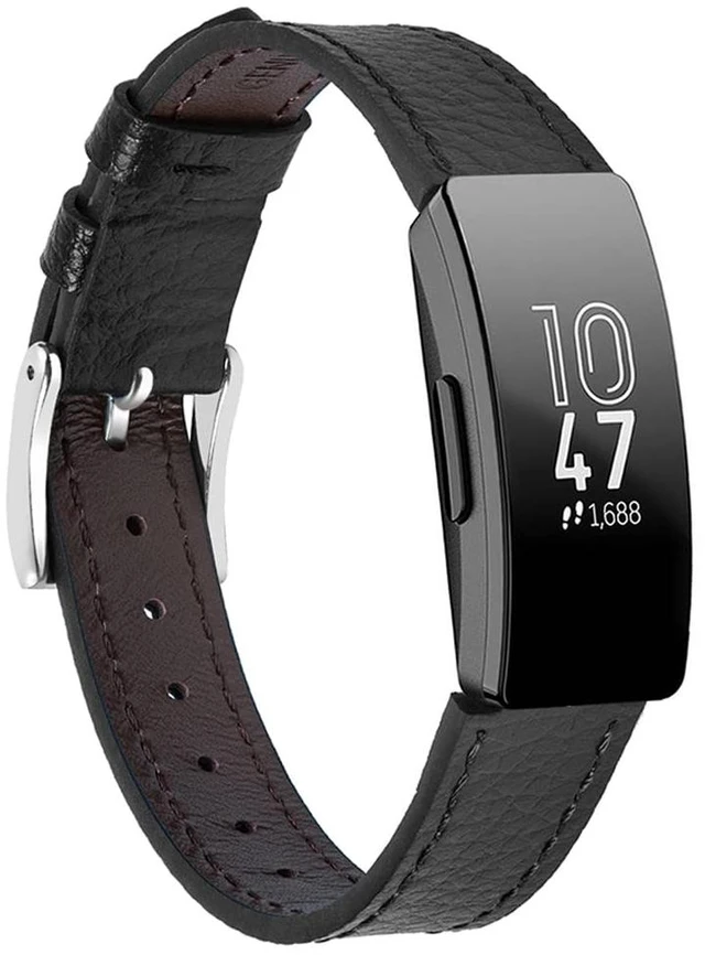 Main image of Genuine Leather Bands Compatible with Fitbit Inspire 3/Inspire 2/Inspire HR/Inspire,Soft Sport Straps Adjustable Replacement Wristbands for Women Men 01
