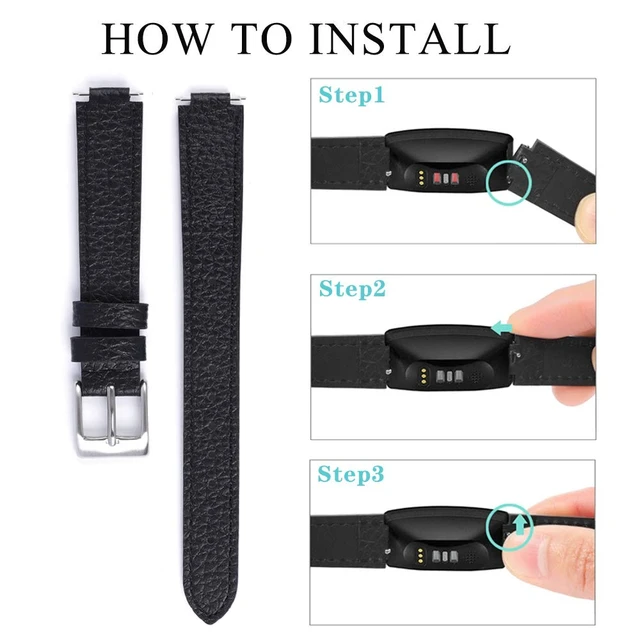 Alt view image 3 of 7 - Genuine Leather Bands Compatible with Fitbit Inspire 3/Inspire 2/Inspire HR/Inspire,Soft Sport Straps Adjustable Replacement Wristbands for Women Men 01