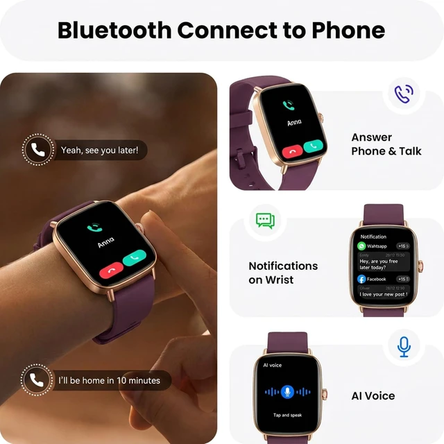 Alt view image 2 of 7 - Smart Watch for WomenPurple 100+ Watch Face