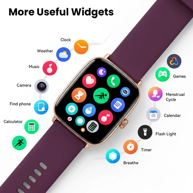Alt view image 7 of 7 - Smart Watch for WomenPurple 100+ Watch Face