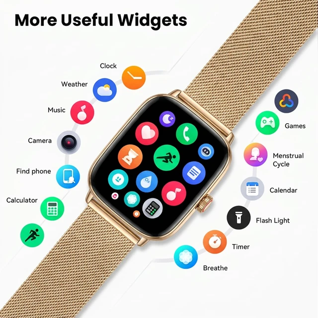 Alt view image 7 of 7 - Smart Watch for WomenGold 100+ Watch Face