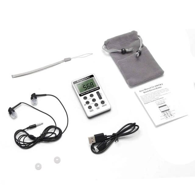 Alt view image 2 of 7 - Pocket RadioSmall Personal Mini AM FM Portable Radios with Best Reception Digital Tuning Transistor RadiosEarphones, Lanyard and Rechargeable Battery for Walking Jogging Exercising (Silver)