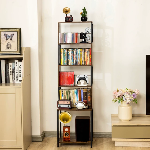 Alt view image 7 of 7 - DVD Shelf, 6-Tier CD Storage Rack, Video Game Disc Rack Tower CD Holder with Adjustable Dividers, DVD Stand, Media Storage Shelf for CDs/DVDs, Books, Games