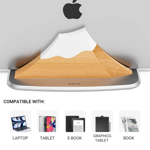 Alt view image 4 of 7 - Vertical Laptop Stand - Snow Peak-Shaped Wooden Holder Dock Compatible with MacBook, Surface, Chromebook, Dell & More - Space-Saving Design for All Laptops